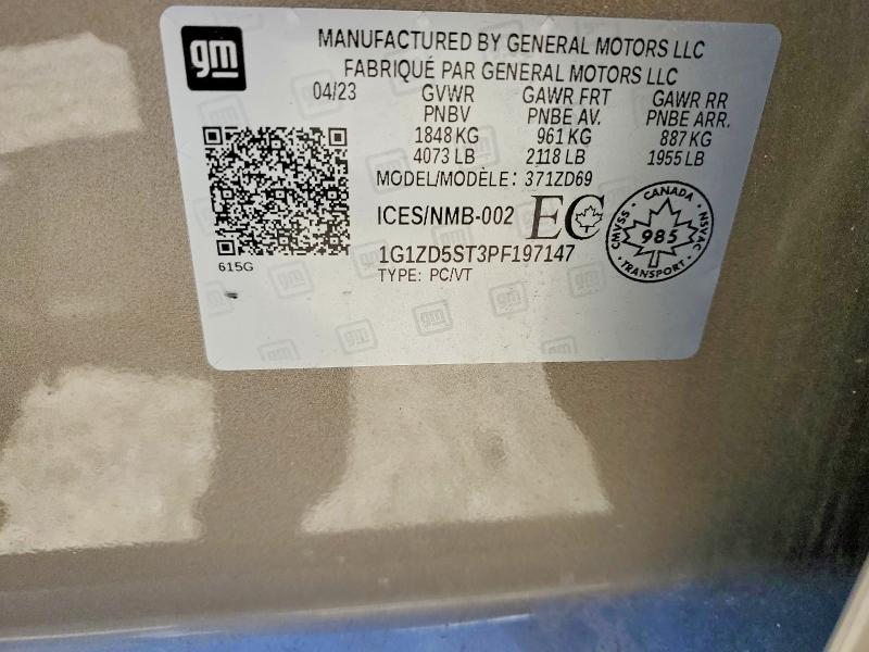 53778026 :رقم المزاد ، 1G1ZD5ST3PF197147 vin ، 2023 Chevrolet Malibu مزاد بيع