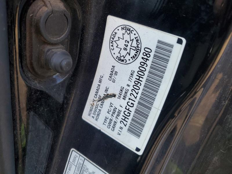 Aukcja sprzedaży 2009 Honda Civic, vin: 2HGFG12209H009480, numer aukcji: 52133656