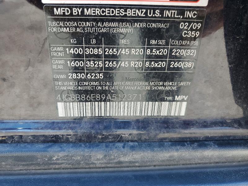 Продажа на аукционе авто 2009 Mercedes-benz Ml, vin: 4JGBB86E89A512371, номер лота: 55606996