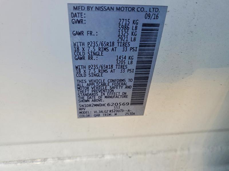 Продажа на аукционе авто 2017 Nissan Pathfinder, vin: 5N1DR2MN0HC620569, номер лота: 54138046