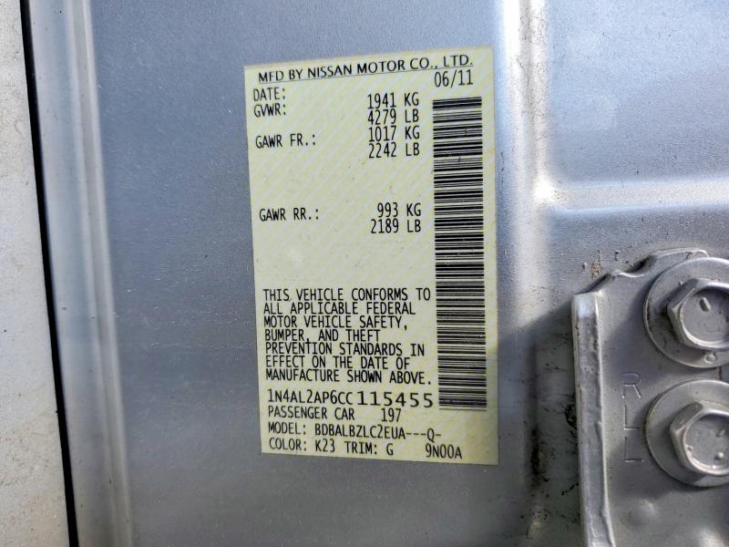 52188406 :رقم المزاد ، 1N4AL2AP6CC115455 vin ، 2012 Nissan Altima مزاد بيع