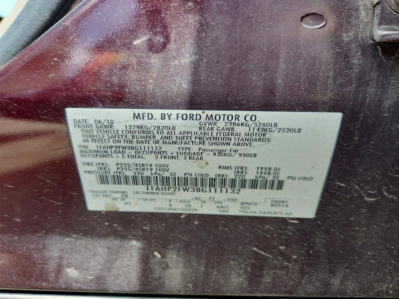 Продажа на аукционе авто 2011 Ford Taurus, vin: 1FAHP2FW3BG111132, номер лота: 54008786