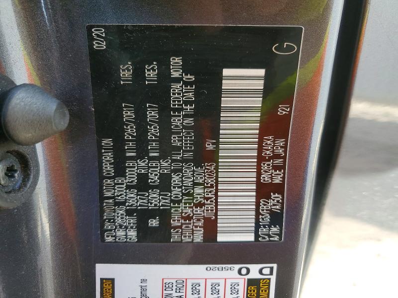 Продажа на аукционе авто 2020 Toyota 4runner, vin: JTEBU5JR3L5802343, номер лота: 54844156
