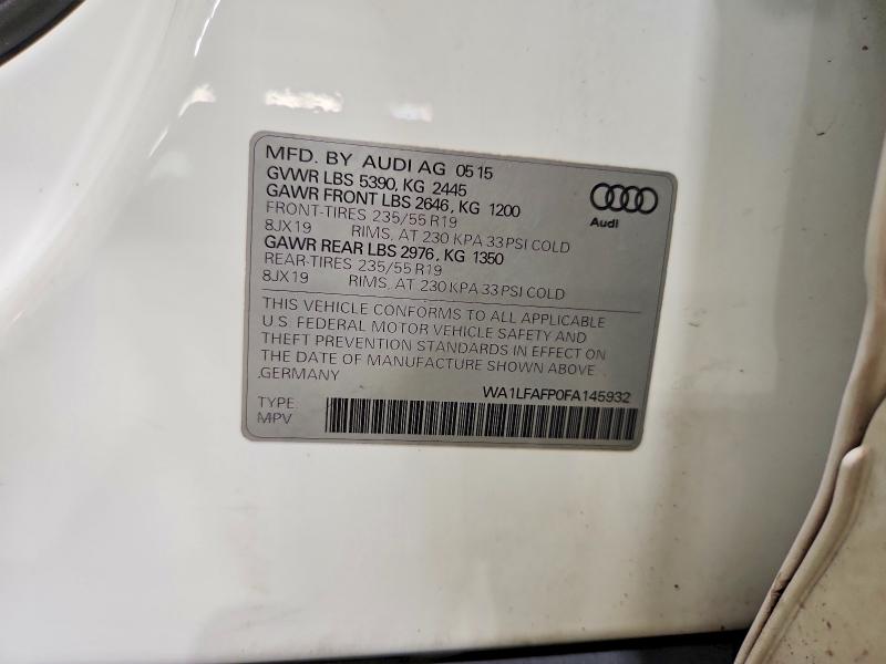 2015 Audi Q5 მანქანა იყიდება აუქციონზე, vin: WA1LFAFP0FA145932, აუქციონის ნომერი: 54697106