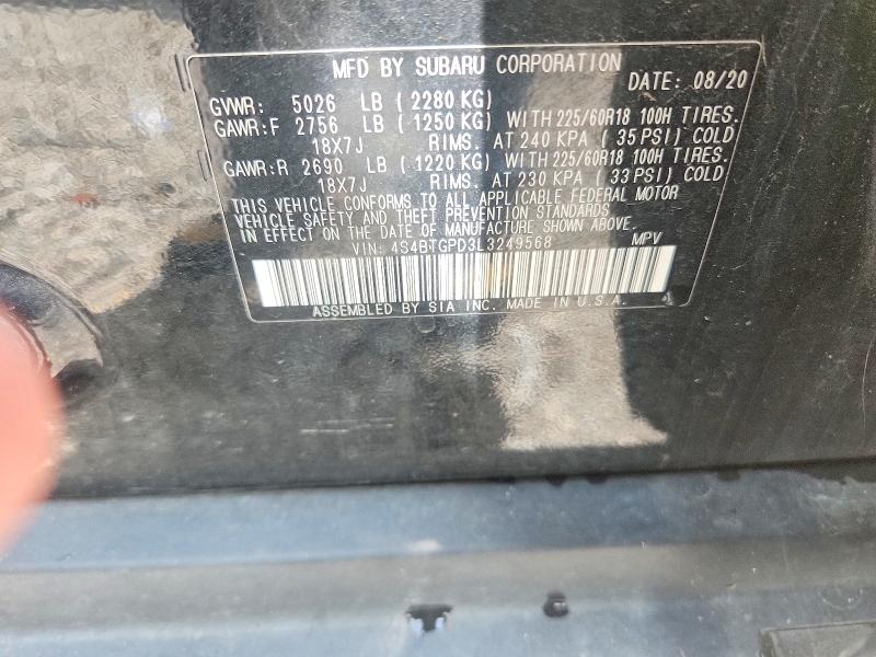 Aukcja sprzedaży 2020 Subaru Outback, vin: 4S4BTGPD3L3249568, numer aukcji: 54629356