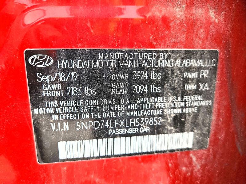 2020 Hyundai Elantra მანქანა იყიდება აუქციონზე, vin: 5NPD74LFXLH539852, აუქციონის ნომერი: 53885256