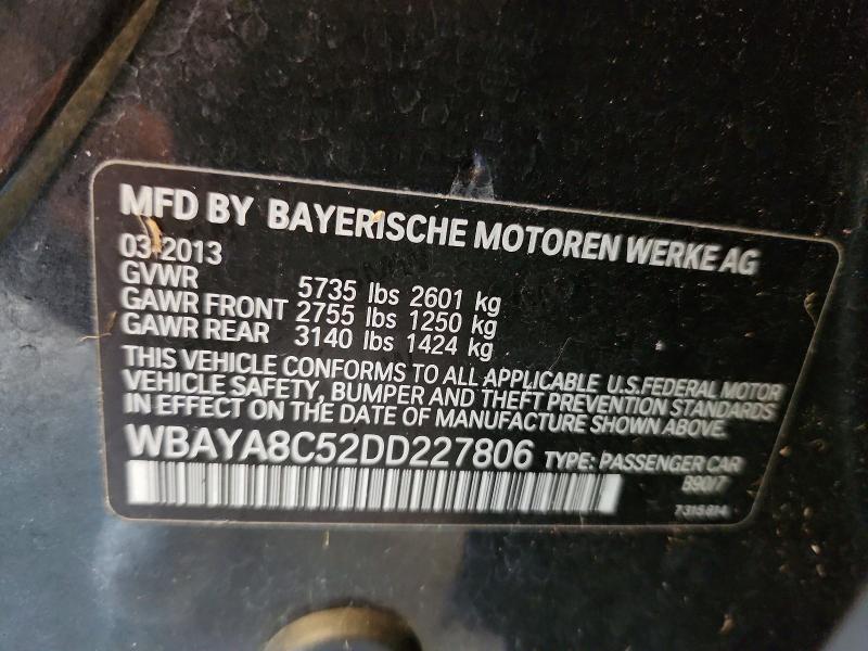 53934006 :رقم المزاد ، WBAYA8C52DD227806 vin ، 2013 Bmw 750 مزاد بيع