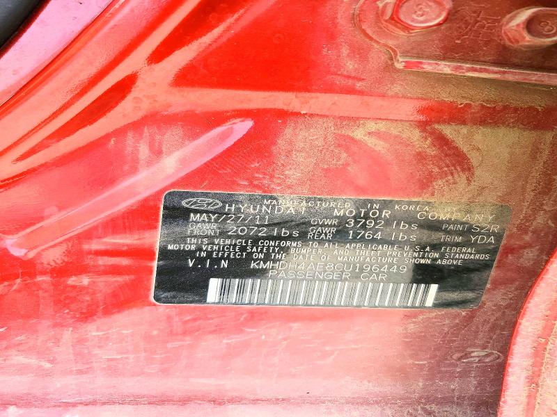 Продажа на аукционе авто 2012 Hyundai Elantra, vin: KMHDH4AE8CU196449, номер лота: 52081706