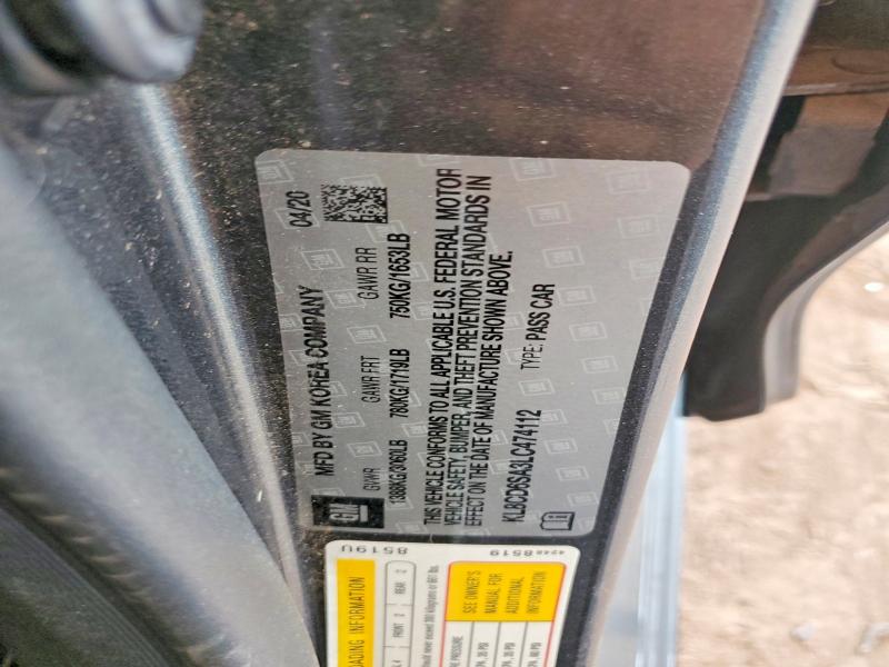 Продаж на аукціоні авто 2020 Chevrolet Spark, vin: KL8CD6SA3LC474112, номер лоту: 53441466