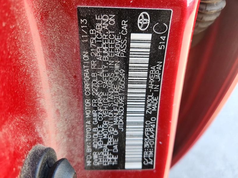 53312466 :رقم المزاد ، JTDKN3DU9E1760549 vin ، 2014 Toyota Prius مزاد بيع