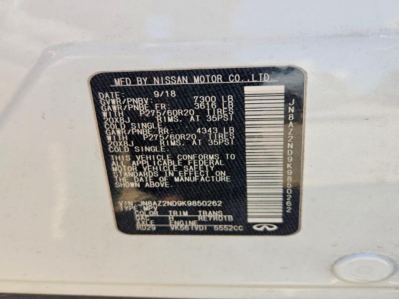 Продажа на аукционе авто 2019 Infiniti Qx80, vin: JN8AZ2ND9K9850262, номер лота: 53434586