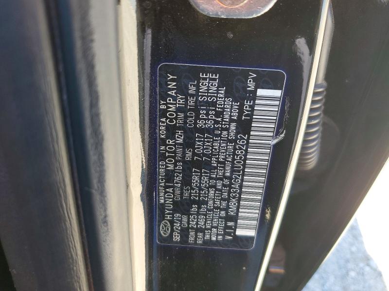 53569356 :رقم المزاد ، KM8K33AG2LU058262 vin ، 2020 Hyundai Kona مزاد بيع