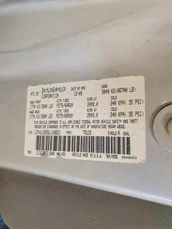 Продаж на аукціоні авто 2006 Dodge Ram 1500, vin: 1D7HU18256J168521, номер лоту: 52865296