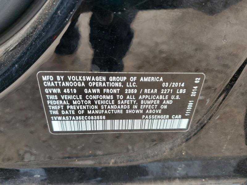 51916396 :رقم المزاد ، 1VWAS7A35EC083556 vin ، 2014 Volkswagen Passat مزاد بيع