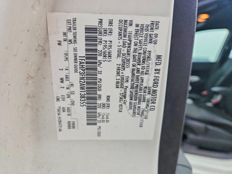 2010 Ford Focus მანქანა იყიდება აუქციონზე, vin: 1FAHP3FN2AW138355, აუქციონის ნომერი: 54725596