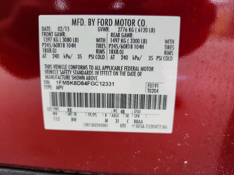 Продаж на аукціоні авто 2015 Ford Explorer, vin: 1FM5K8D84FGC12331, номер лоту: 53021336