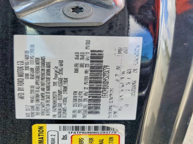 2017 Ford Mustang მანქანა იყიდება აუქციონზე, vin: 1FATP8UH0H5293779, აუქციონის ნომერი: 55625896