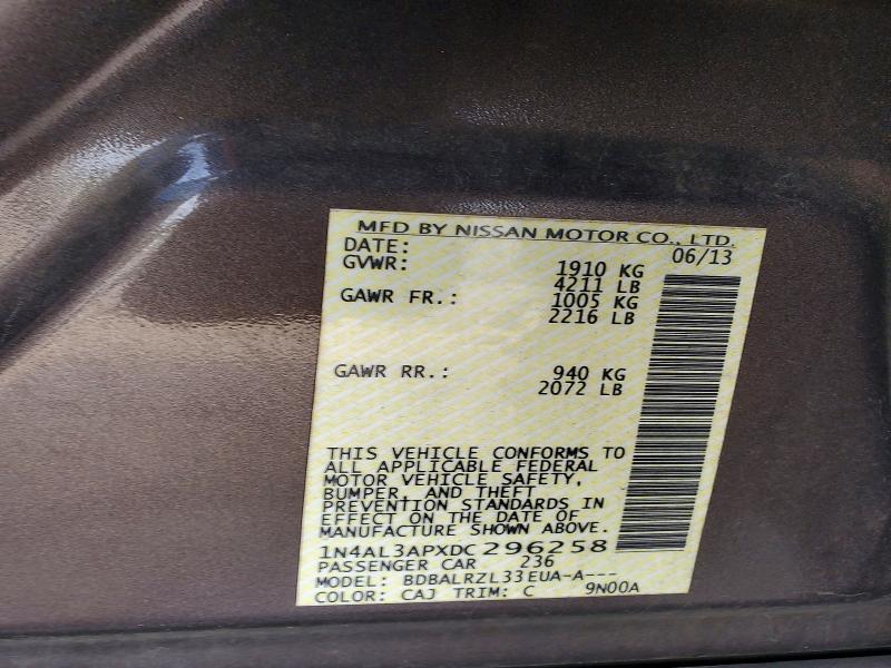 Продажа на аукционе авто 2013 Nissan Altima, vin: 1N4AL3APXDC296258, номер лота: 53966426