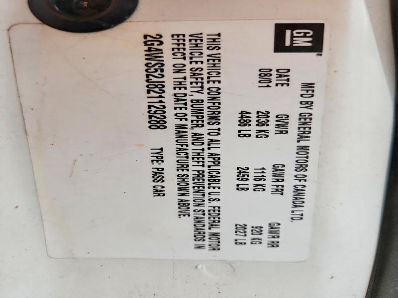 2002 Buick Century მანქანა იყიდება აუქციონზე, vin: 2G4WS52J821129288, აუქციონის ნომერი: 52015526