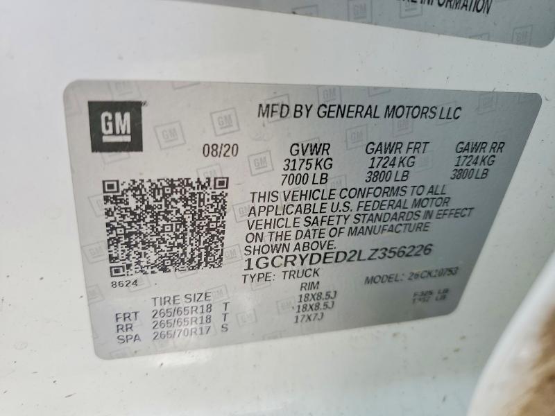 52149146 :رقم المزاد ، 1GCRYDED2LZ356226 vin ، 2020 Chevrolet Silverado مزاد بيع