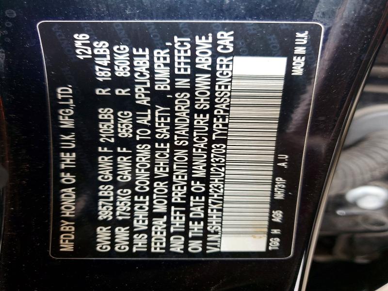 Aukcja sprzedaży 2017 Honda Civic, vin: SHHFK7H23HU213703, numer aukcji: 54340906