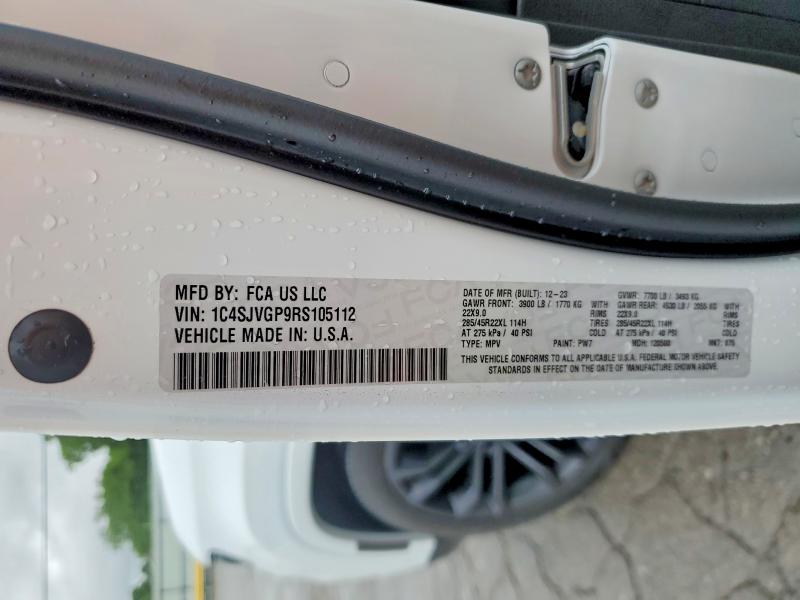 2024 Jeep Grand Wagoneer მანქანა იყიდება აუქციონზე, vin: 1C4SJVGP9RS105112, აუქციონის ნომერი: 52242546