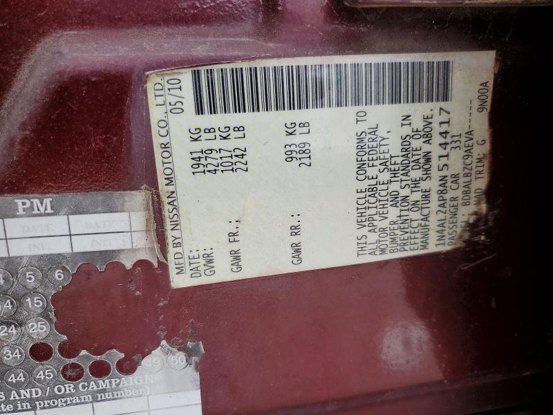 Продажа на аукционе авто 2010 Nissan Altima, vin: 1N4AL2AP8AN514417, номер лота: 52878766