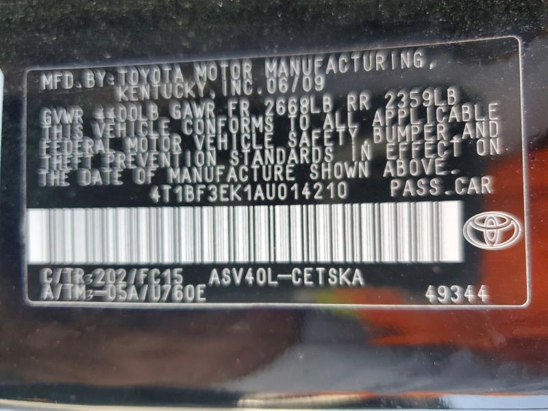 Продажа на аукционе авто 2010 Toyota Camry, vin: 4T1BF3EK1AU014210, номер лота: 54151736