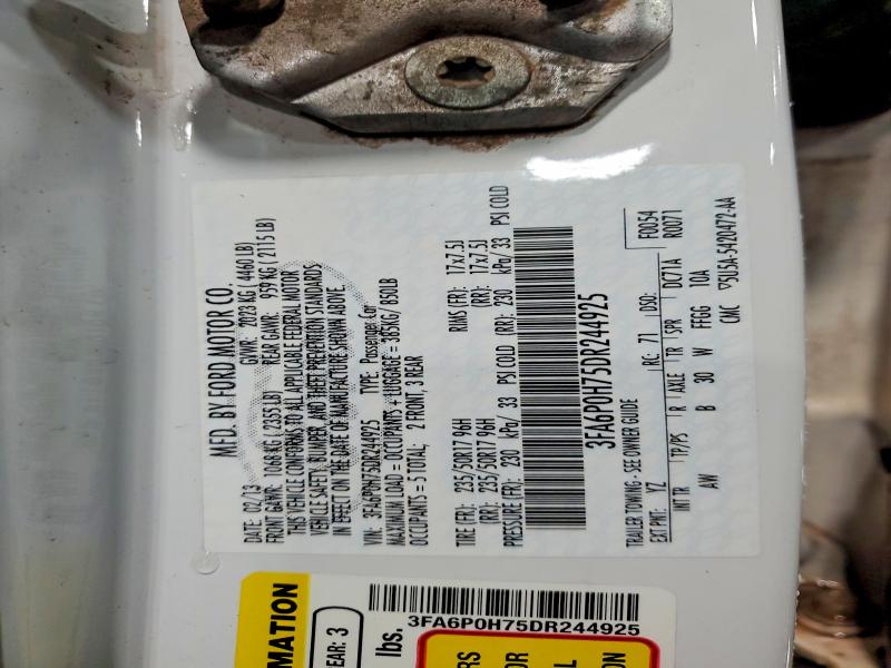 2013 Ford Fusion მანქანა იყიდება აუქციონზე, vin: 3FA6P0H75DR244925, აუქციონის ნომერი: 51864476