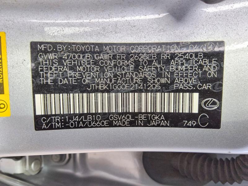 Продаж на аукціоні авто 2014 Lexus Es, vin: JTHBK1GG0E2141205, номер лоту: 52871926