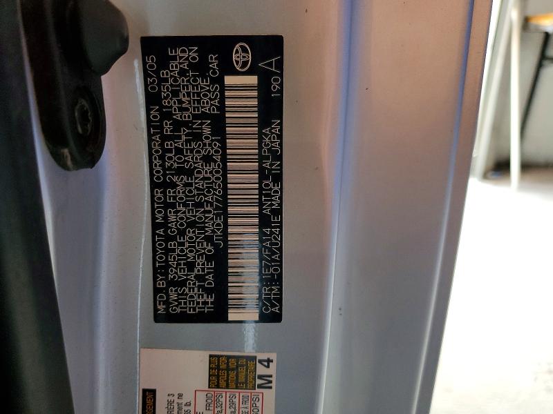 Aukcja sprzedaży 2005 Scion Tc, vin: JTKDE177650054091, numer aukcji: 54989006