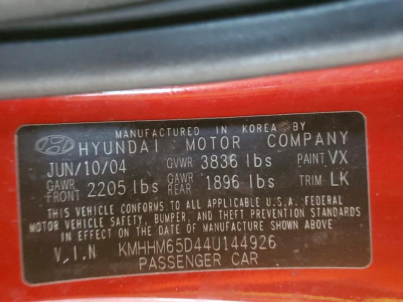 Продажа на аукционе авто 2004 Hyundai Tiburon, vin: KMHHM65D44U144926, номер лота: 54888566
