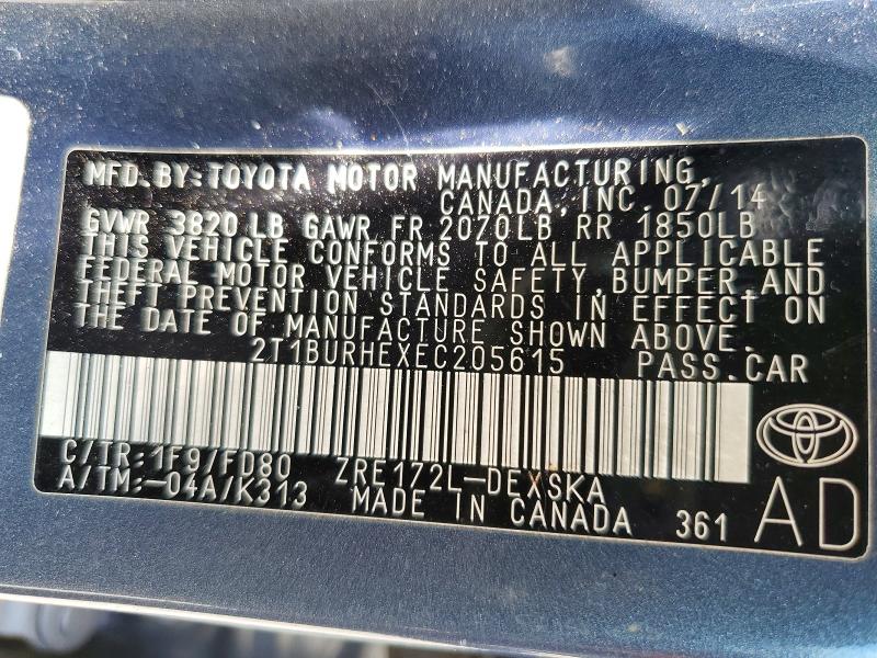 Aukcja sprzedaży 2014 Toyota Corolla, vin: 2T1BURHEXEC205615, numer aukcji: 51887736