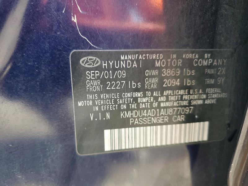 Продажа на аукционе авто 2010 Hyundai Elantra, vin: KMHDU4AD1AU877097, номер лота: 53367486