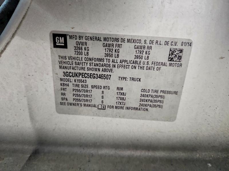 Продаж на аукціоні авто 2014 Chevrolet Silverado, vin: 3GCUKPEC5EG346507, номер лоту: 51515306