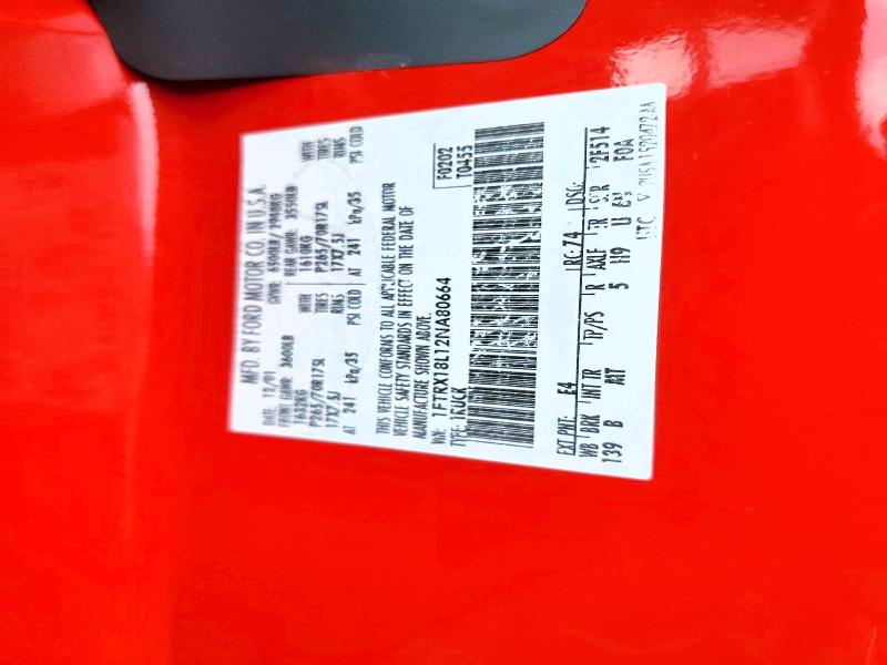 2002 Ford F150 მანქანა იყიდება აუქციონზე, vin: 1FTRX18L12NA80664, აუქციონის ნომერი: 53067206