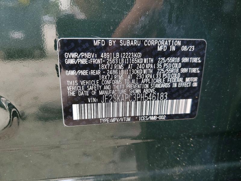 Aukcja sprzedaży 2023 Subaru Forester, vin: JF2SKAPC3PH546183, numer aukcji: 53075236