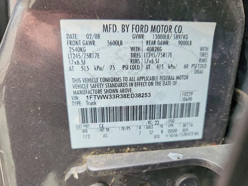 Aukcja sprzedaży 2008 Ford F350, vin: 1FTWW33R38ED38253, numer aukcji: 55509896