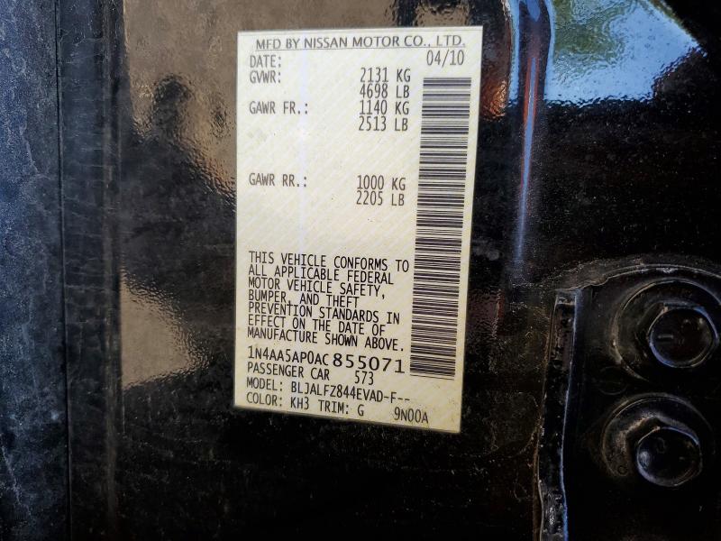 2010 Nissan Maxima მანქანა იყიდება აუქციონზე, vin: 1N4AA5AP0AC855071, აუქციონის ნომერი: 54391446