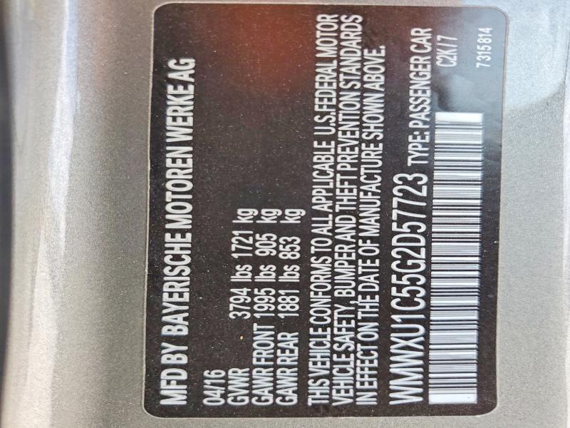 54269176 :رقم المزاد ، WMWXU1C55G2D57723 vin ، 2016 Mini Cooper مزاد بيع