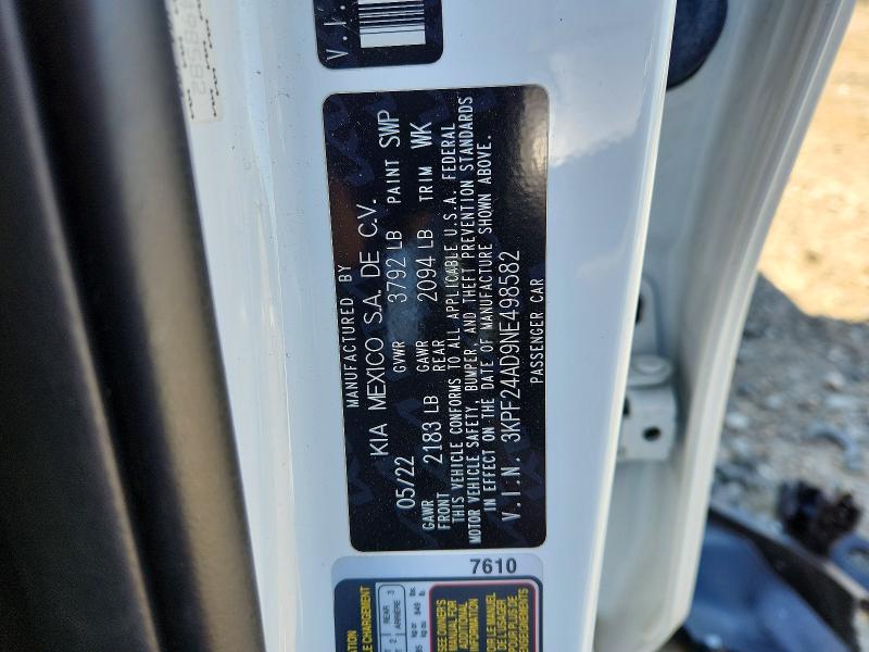 Продаж на аукціоні авто 2022 Kia Forte, vin: 3KPF24AD9NE498582, номер лоту: 53820596
