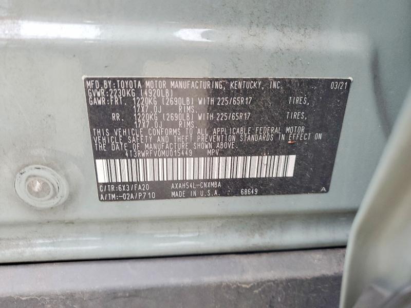 Продажа на аукционе авто 2021 Toyota Rav4, vin: 4T3RWRFV0MU015449, номер лота: 53826046