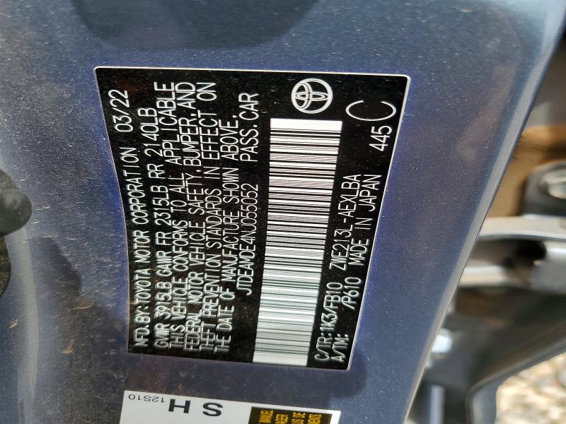 Продаж на аукціоні авто 2022 Toyota Corolla, vin: JTDEAMDE4NJ055052, номер лоту: 52147946