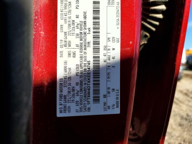 53924626 :رقم المزاد ، 1FT8W4DTXKEE14745 vin ، 2019 Ford F450 مزاد بيع