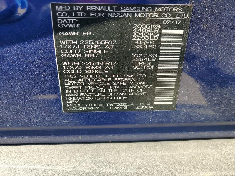 Продаж на аукціоні авто 2017 Nissan Rogue, vin: KNMAT2MT2HP609105, номер лоту: 54043706