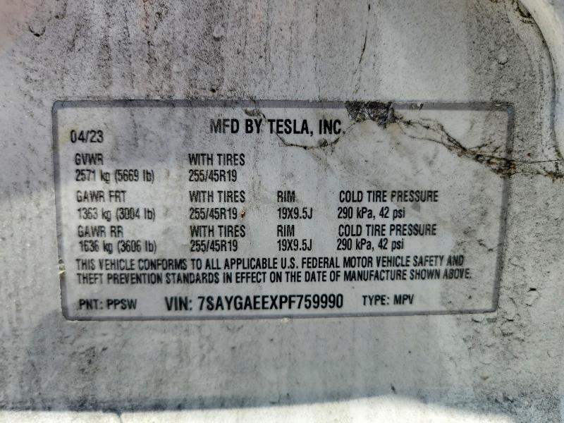 Продажа на аукционе авто 2023 Tesla Model Y, vin: 7SAYGAEEXPF759990, номер лота: 53277266