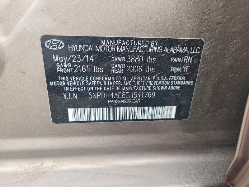 54531816 :رقم المزاد ، 5NPDH4AE8EH541769 vin ، 2014 Hyundai Elantra مزاد بيع