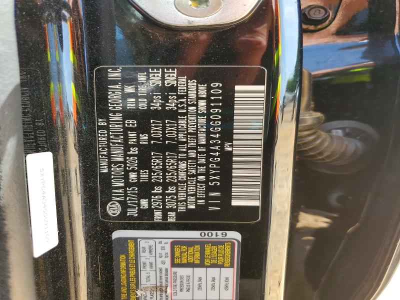Продаж на аукціоні авто 2016 Kia Sorento, vin: 5XYPG4A34GG091109, номер лоту: 53022976