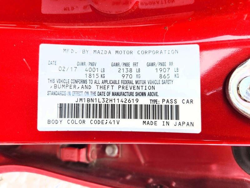 Продаж на аукціоні авто 2017 Mazda 3, vin: JM1BN1L32H1142619, номер лоту: 54277656