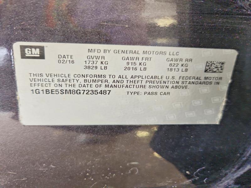 Aukcja sprzedaży 2016 Chevrolet Cruze, vin: 1G1BE5SM8G7235487, numer aukcji: 53705606